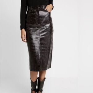 Top shop burgundy faux crocodile skirt